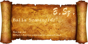 Balla Szaniszló névjegykártya